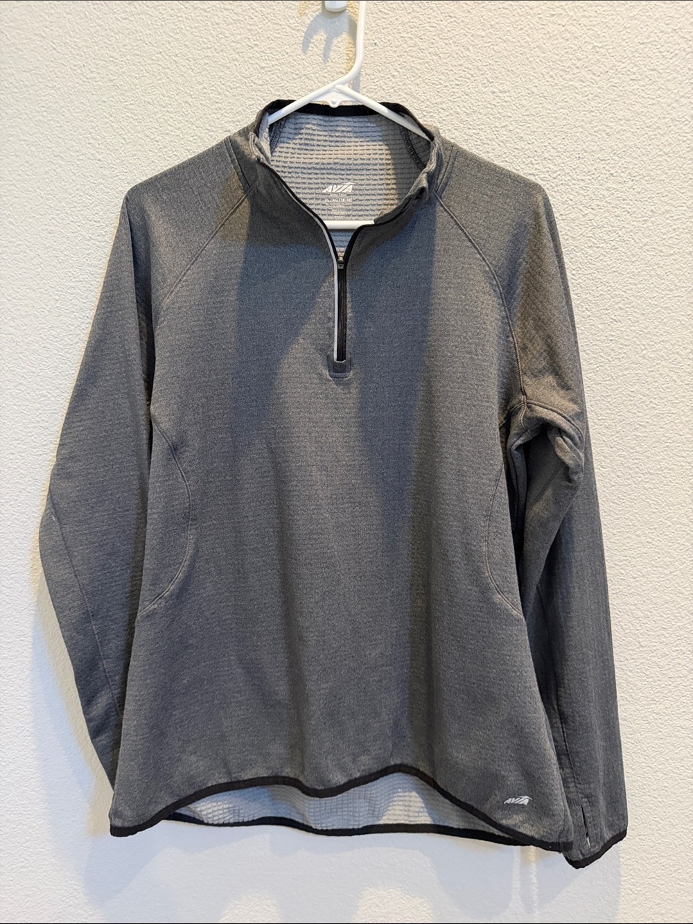 Avia Women’s Gray Waffle-Knit 3/4 Zip Pullover
